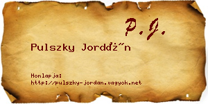 Pulszky Jordán névjegykártya